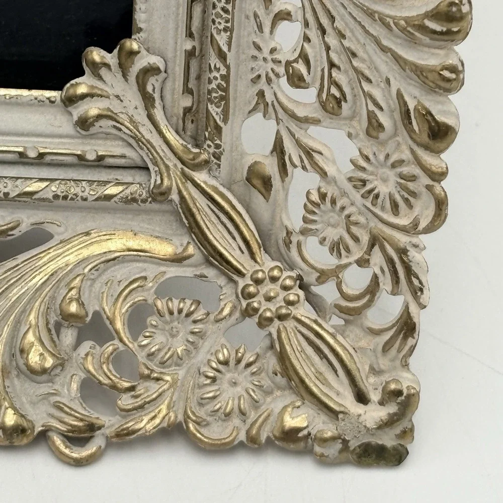 Vintage Ornate White‎ Gold 8x10 Picture Frame Florentine Style Regency Filigree
